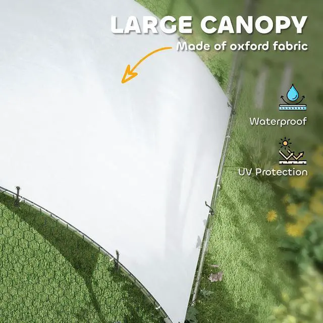 Alt view image 3 of 7 - PawHut 9.2' x 31.2' x 6.5' Large Chicken Coop Metal Chicken Run Fence Cage | 210D Waterproof and Anti-UV Cover, Dome Shaped Walk in Hen House, Outdoor and Yard Farm Use, 1" Tube Diameter