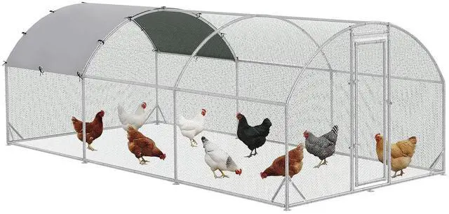 Main image of PawHut 9.2' x 18.7' x 6.5' Large Chicken Coop Metal Chicken Run Fence Cage | 210D Waterproof and Anti-UV Cover, Dome Shaped Walk in Hen House, Outdoor and Yard Farm Use, 1" Tube Diameter