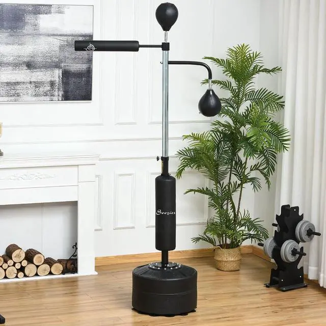 Alt view image 2 of 7 - 4-in-1 Punching Bag for Adults, Freestanding Boxing Bag with 2 Speed Bag, Boxing Training Equipment with 360° Relax Bar, Reflex Bag, Adjustable Height