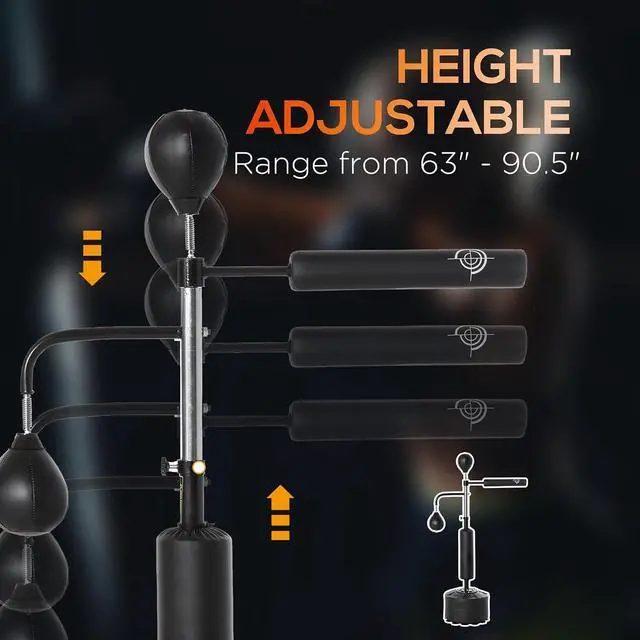 Alt view image 4 of 7 - 4-in-1 Punching Bag for Adults, Freestanding Boxing Bag with 2 Speed Bag, Boxing Training Equipment with 360° Relax Bar, Reflex Bag, Adjustable Height