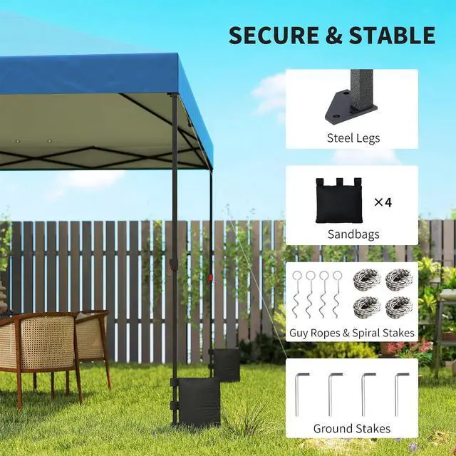Alt view image 5 of 7 - 10 x 10 ft Pop Up Canopy Tent One Push Easy Setup, Dark Blue | Outdoor Portable Instant Canopy Shelter, Wheeled Carry Bag, Sandbags, Adjustable Height, Parties, Events