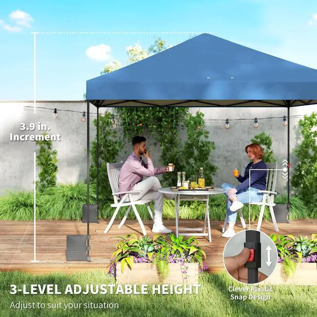 Alt view image 6 of 7 - 10 x 10 ft Pop Up Canopy Tent One Push Easy Setup, Dark Blue | Outdoor Portable Instant Canopy Shelter, Wheeled Carry Bag, Sandbags, Adjustable Height, Parties, Events