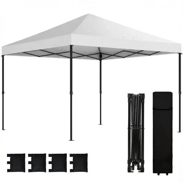 Main image of 10 x 10 ft Pop Up Canopy Tent One Push Setup Easy Setup, White | Outdoor Portable Instant Canopy Shelter, Wheeled Carry Bag, Sandbags, Adjustable Height, for Parties, Events