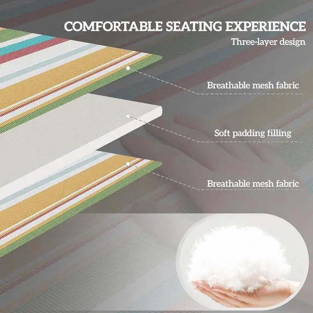 Alt view image 4 of 7 - 2 Piece Folding Chaise Lounge Outdoor w/Face Hole Rainbow Striped | 5-Level Reclining Back, Foldable, Tanning Chair, Face Hole, Side Pocket, Headrest, for Outside, Beach Yard Patio, Adults