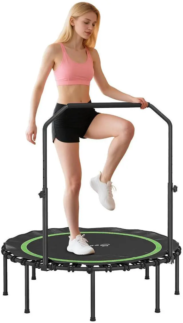 Main image of 45/48" Rebounder Trampoline for Adults 440lbs Mini Trampoline | Foldable, Adjustable Handle, Quiet Safe Bungee Rebounder, Jumping Cardio Trainer, Indoor Outdoor Fitness Workout