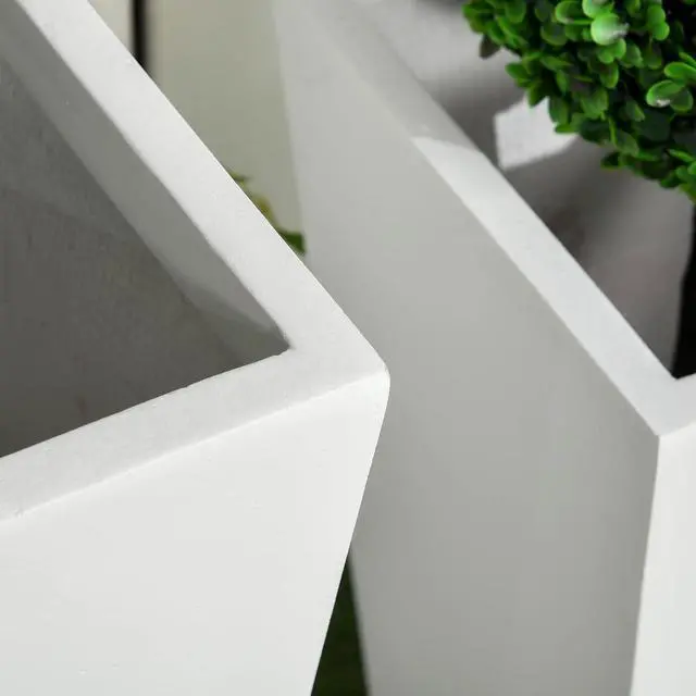 Alt view image 7 of 7 - 2-Pack Outdoor Planter Set with Drainage Holes, 22in & 18in, White | Flower Pots, Durable & Stackable Plant Pot, for Porch, Entryway, Patio, Yard, Garden