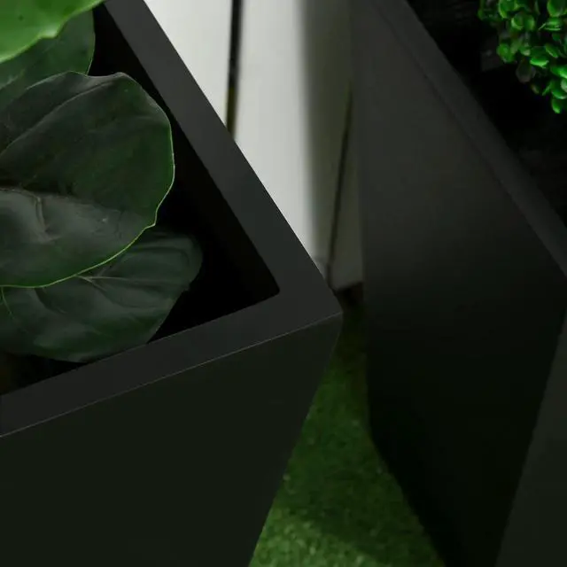 Alt view image 7 of 7 - 2-Pack Outdoor Planter Set with Drainage Holes, 22in & 18in, Black | Flower Pots, Durable & Stackable Plant Pot, for Porch, Entryway, Patio, Yard, Garden