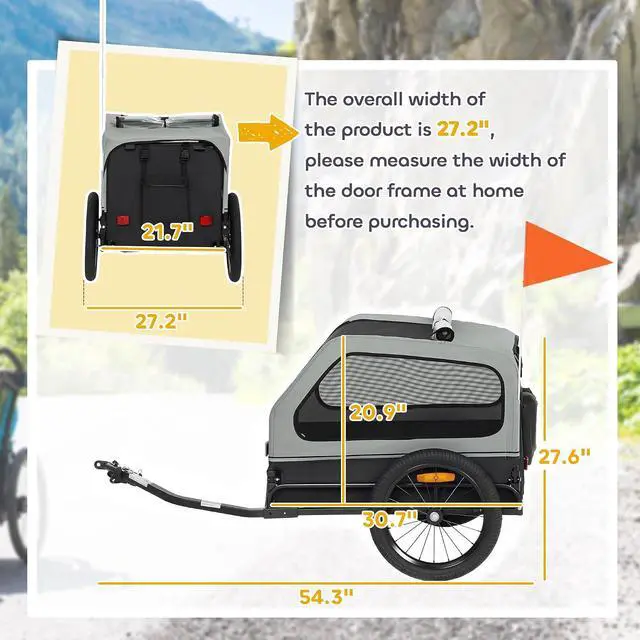 Alt view image 3 of 7 - PawHut Dog Bike Trailer Flip Down Ramp Tailgate for Medium Pets 44 lbs | Dog Cart Bicycle Carrier, Universal Bicycle Coupler, Reflectors, Flag, Internal Leash, for Medium Pets