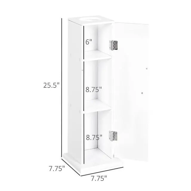 Alt view image 3 of 7 - Toilet Paper Cabinet Small Bathroom Corner Floor Cabinet Thin White | Doors and Shelves, Storage Bathroom Organizer, for Paper Shampoo