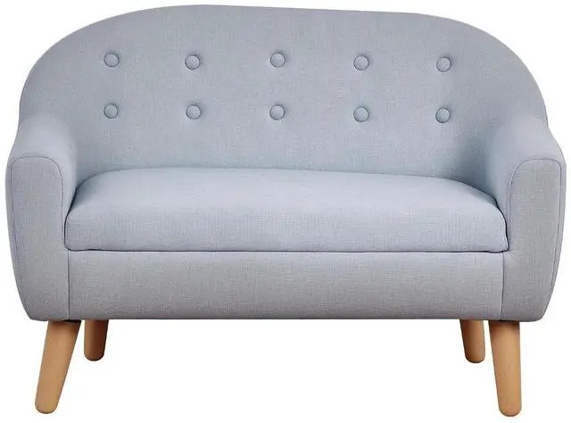 Main image of Qaba 2-Seat Kids Sofa Children's Couch Ages 3-7 11" High Seat Gray | Linen-Like Fabric, Wooden Frame, Sofa Chair