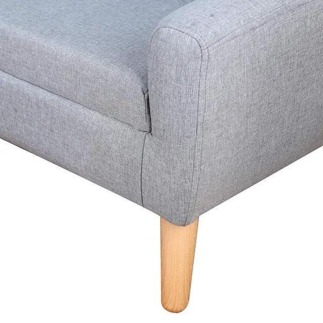 Alt view image 7 of 7 - Qaba 2-Seat Kids Sofa Children's Couch Ages 3-7 11" High Seat Gray | Linen-Like Fabric, Wooden Frame, Sofa Chair