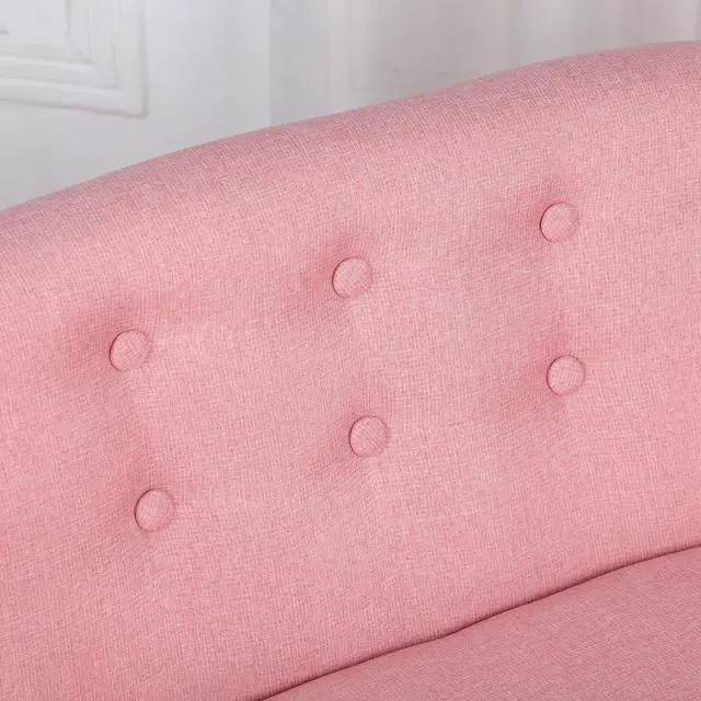 Alt view image 7 of 7 - Qaba 2-Seat Kids Sofa Children's Couch Ages 3-7 11" High Seat Pink | Linen-Like Fabric, Wooden Frame, Sofa Chair