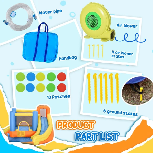 Alt view image 4 of 7 - Inflatable Water Slide Kids Bounce House with Pool for Backyard | Climbing Wall, Water Cannon, Dual Slides, Trampoline, 5-in-1 Bouncy Castle, Air Blower, Outdoor Indoor Fun