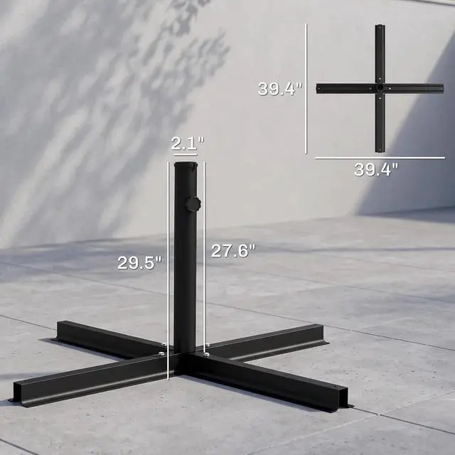 Alt view image 3 of 7 - Outdoor Universal Cross Brace Stand for Patio Umbrella, Black | Cross Umbrella Base, for Large Market or Small Offset Types