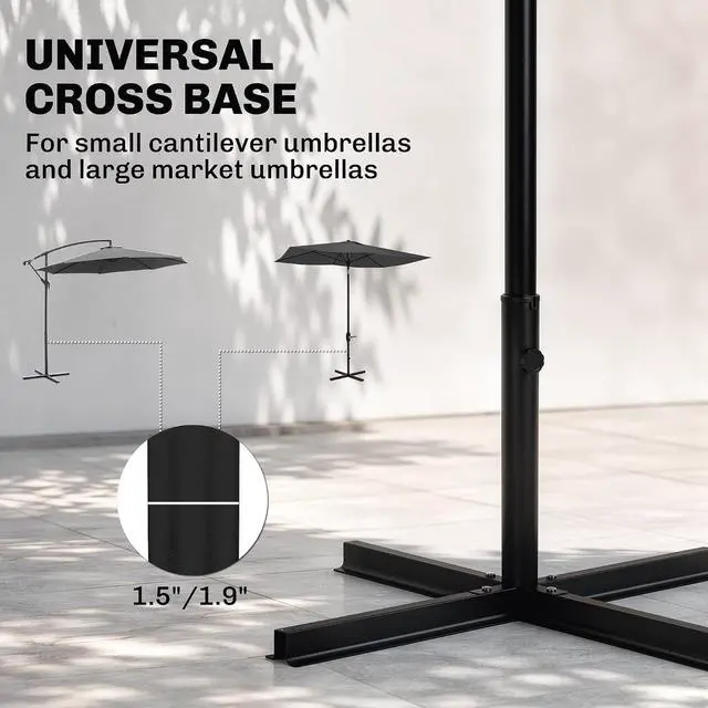 Alt view image 4 of 7 - Outdoor Universal Cross Brace Stand for Patio Umbrella, Black | Cross Umbrella Base, for Large Market or Small Offset Types