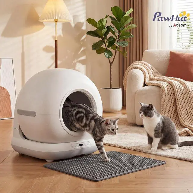 Alt view image 2 of 7 - PawHut Automatic Cat Litter Box for Multiple Cats 72L App Control | Self Cleaning Litter Box, 2.4G Wifi, Odor & Noise Control, Safety Sensors, Deodorant Gel, Litter Mat, 1 Roll Garbage Bag