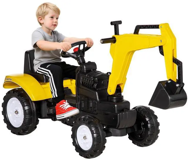 Main image of Kids Ride On Excavator Pedal Digger for Kids & Toddlers 3+ Yellow | Construction Truck, Horn