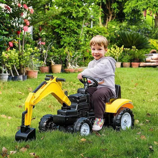 Alt view image 2 of 7 - Kids Ride On Excavator Pedal Digger for Kids & Toddlers 3+ Yellow | Construction Truck, Horn