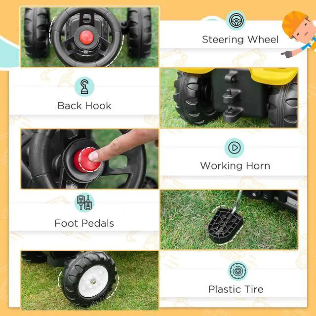 Alt view image 5 of 7 - Kids Ride On Excavator Pedal Digger for Kids & Toddlers 3+ Yellow | Construction Truck, Horn