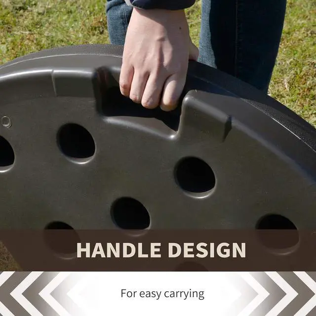 Alt view image 3 of 7 - 4 Pieces Cantilever Patio Umbrella Base Fan Shaped Weight Coffee | Built-In Handles, Rugged Material, 148 lbs Water, 220 lbs Water and Sand