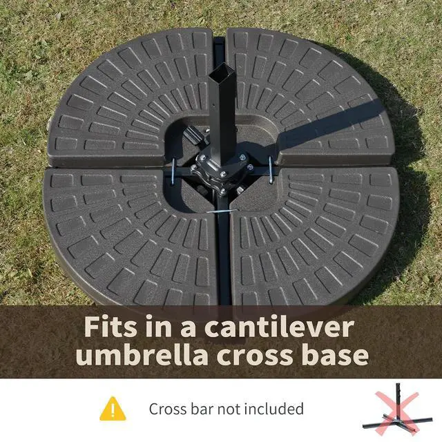 Alt view image 4 of 7 - 4 Pieces Cantilever Patio Umbrella Base Fan Shaped Weight Coffee | Built-In Handles, Rugged Material, 148 lbs Water, 220 lbs Water and Sand