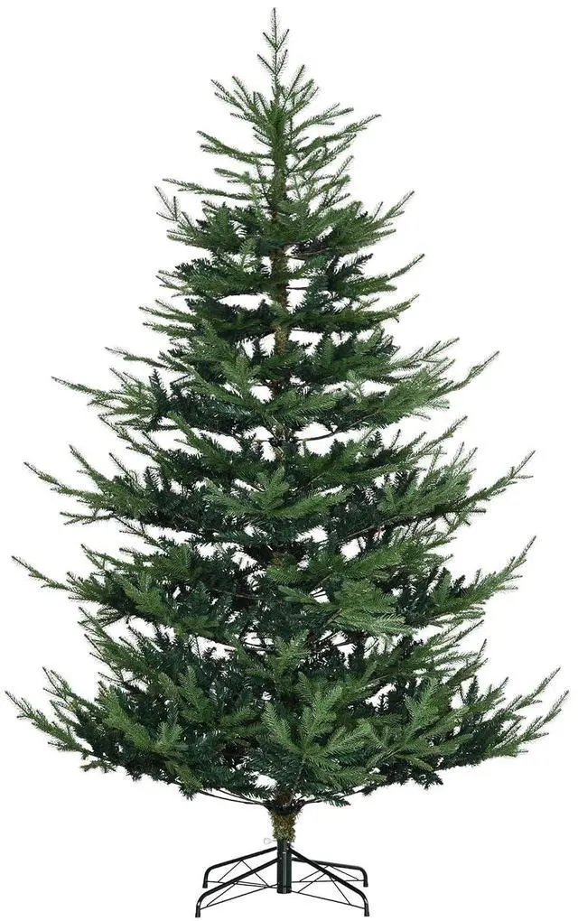 Main image of 7.5 Foot Artificial Christmas Tree, Nordic Pine, Green | Hinged Xmas Tree, 1218 Realistic Branches, Wide Steel Base, Auto Open