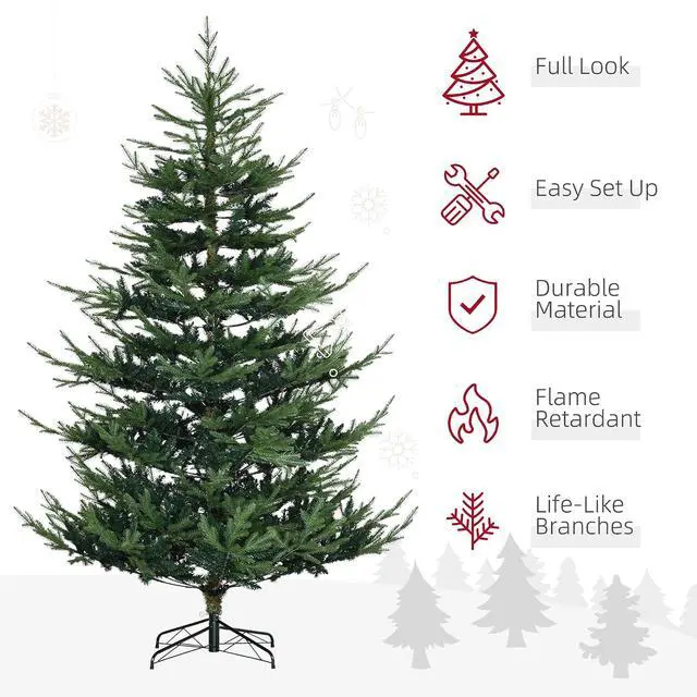 Alt view image 3 of 7 - 7.5 Foot Artificial Christmas Tree, Nordic Pine, Green | Hinged Xmas Tree, 1218 Realistic Branches, Wide Steel Base, Auto Open