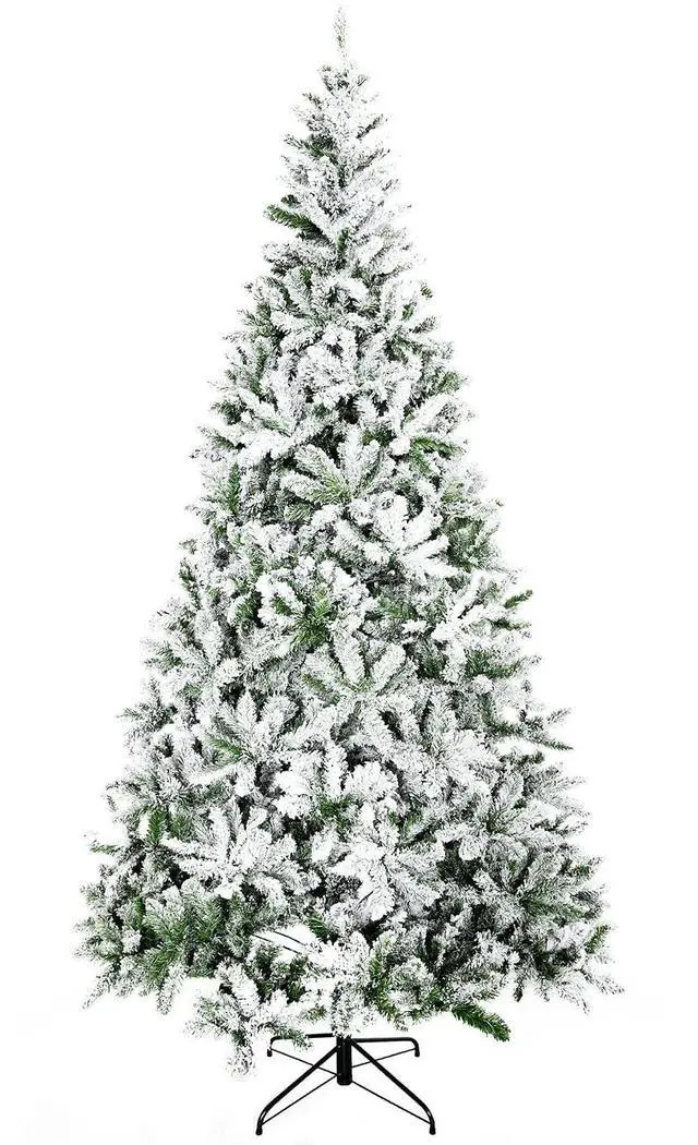 Main image of 9' Tall Unlit Snow Flocked Pine Artificial Christmas Tree Green | Realistic Branches