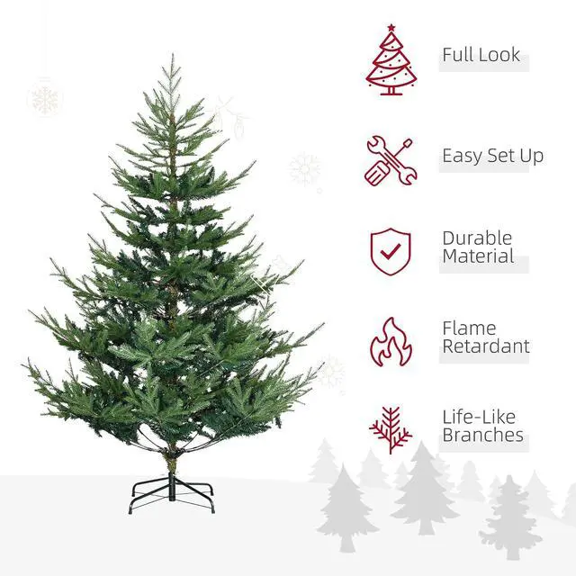 Alt view image 3 of 7 - 6 Foot Artificial Christmas Tree, Nordic Pine, Green | Hinged Xmas Tree, 795 Realistic Branches, Wide Steel Base, Auto Open