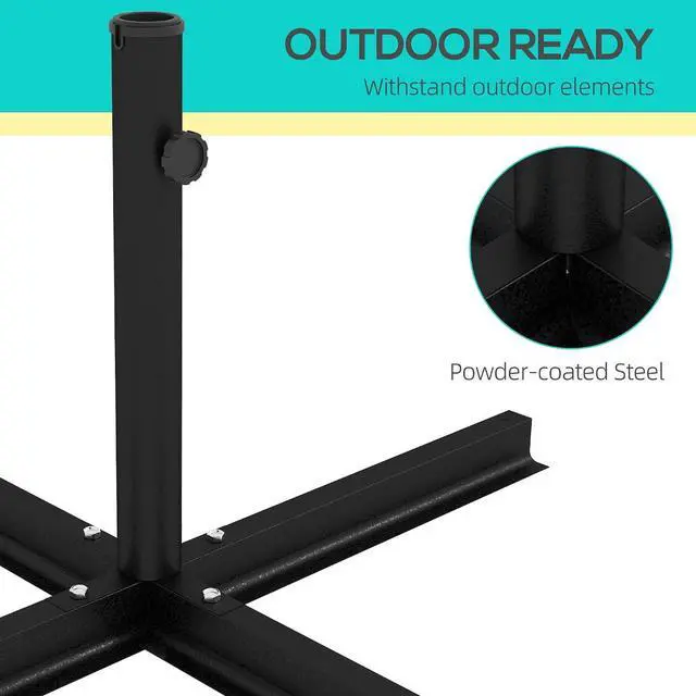 Alt view image 6 of 7 - Outdoor Universal Cross Brace Stand for Patio Umbrella, Black | Cross Umbrella Base, for Large Market or Small Offset Types