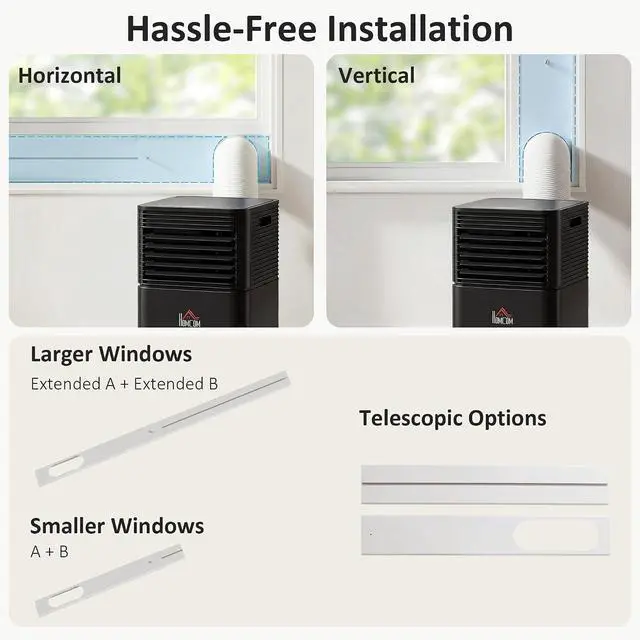 Alt view image 6 of 7 - 8000 BTU Portable Air Conditioner for Rooms up to 344 Sq.Ft. Black | 4-in-1 Mobile AC Unit, Dehumidifier, Cooling Fan, Sleep, Remote, 24H Timer, Auto Off, Window Installation Kit