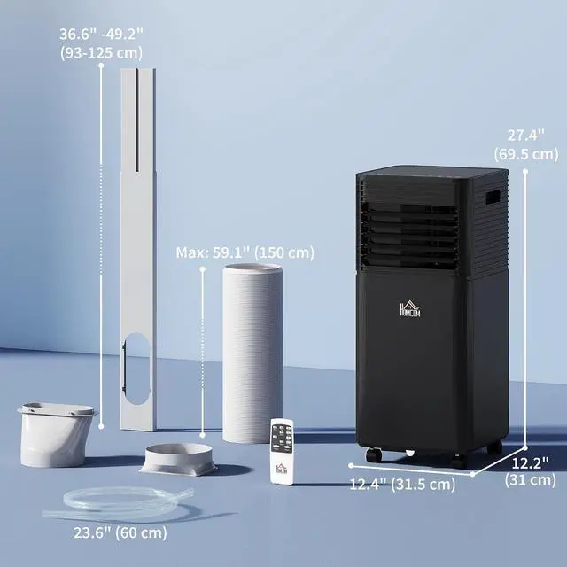 Alt view image 7 of 7 - 10000 BTU Portable Air Conditioner for Rooms up to 441 Sq.Ft. Black | 4-in-1 Mobile AC Unit, Dehumidifier, Cooling Fan, Sleep, Remote, 24H Timer, Auto Off, Window Installation Kit