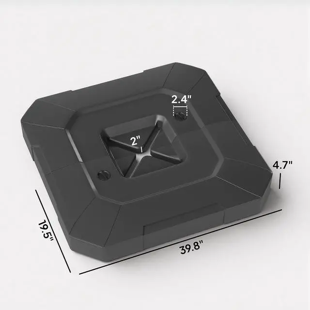 Alt view image 7 of 7 - 2-PCs 231lb Cantilever Offset Patio Umbrella Base Weight Set Black | Heavy Duty Fillable Outdoor Offset Umbrella Weights, Easy-Fill Spouts for Water or Sand, For Garden/Backyard