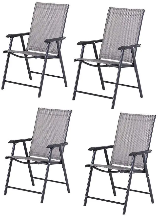 Main image of Folding Outdoor Patio Chairs Set of 4 Stackable Portable for Deck, Garden, Camping and Travel