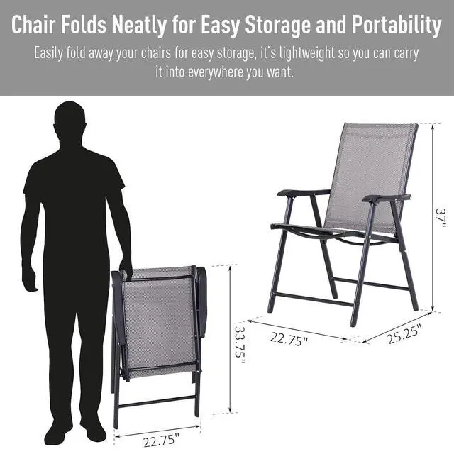 Alt view image 3 of 7 - Folding Outdoor Patio Chairs Set of 4 Stackable Portable for Deck, Garden, Camping and Travel