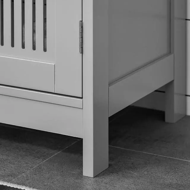 Alt view image 7 of 7 - kleankin Modern Under Sink Cabinet Pedestal Bathroom Cabinet Gray | 2 Doors, Bathroom Vanity, Adjustable Shelves