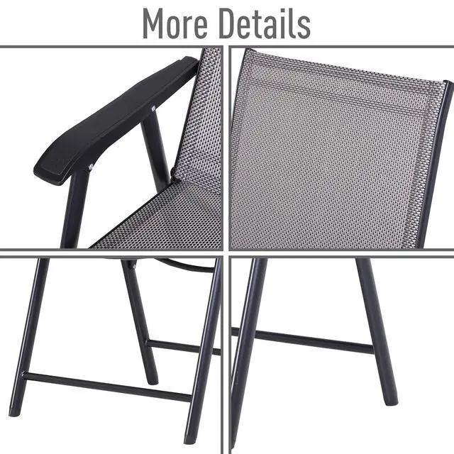 Alt view image 4 of 7 - Folding Outdoor Patio Chairs Set of 4 Stackable Portable for Deck, Garden, Camping and Travel