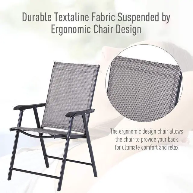 Alt view image 5 of 7 - Folding Outdoor Patio Chairs Set of 4 Stackable Portable for Deck, Garden, Camping and Travel