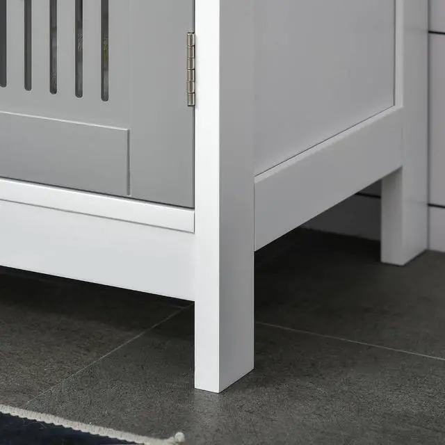 Alt view image 7 of 7 - kleankin Modern Under Sink Cabinet Pedestal Bathroom Cabinet Gray and White | 2 Doors, Bathroom Vanity, Adjustable Shelves