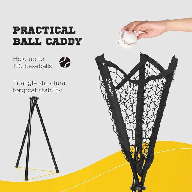 Alt view image 5 of 7 - 17' x 5.5' Baseball Net with Strike Zone for Pitching and Hitting | Tee, Caddy, Carry Bag, Portable, Extra Large, Softball and Baseball Training Equipment, Baseball Backstop