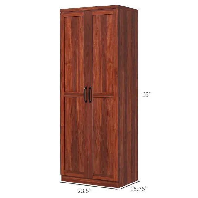 Alt view image 3 of 7 - 63" 2-Door Kitchen Pantry 5-Tier Tan | Freestanding Storage Cabinet, Shelving, 2 Adjustable Shelves, for Dining Room