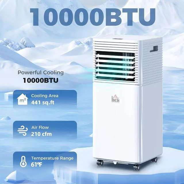 Alt view image 2 of 7 - 10000 BTU Mobile Portable Air Conditioner for 441 Sq.Ft. White | 4-in-1 AC Unit, Cooling, Dehumidifier, Fan, Sleep Mode, Remote, 24H Timer, LED Display, Window Kit