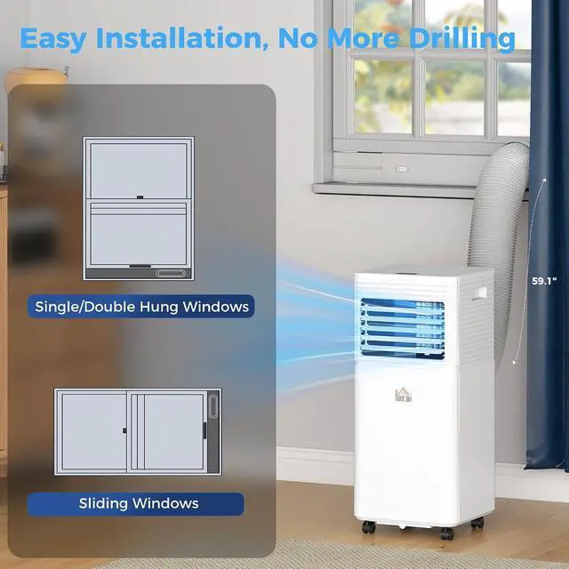 Alt view image 7 of 7 - 10000 BTU Mobile Portable Air Conditioner for 441 Sq.Ft. White | 4-in-1 AC Unit, Cooling, Dehumidifier, Fan, Sleep Mode, Remote, 24H Timer, LED Display, Window Kit