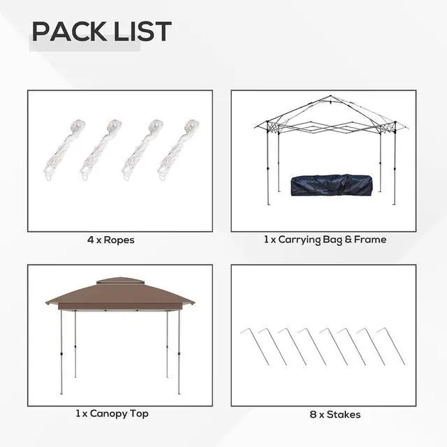 Alt view image 4 of 7 - 12' x 12' Pop Up Canopy Tent w/Netting and Carry Bag, Khaki | Instant Sun Shelter, 137 sq.ft Shade, Tents for Parties, Height Adjustable, for Outdoor, Garden, Patio