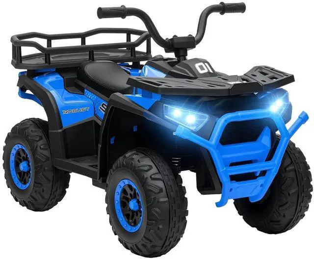 Main image of Qaba 12V Kids ATV 4 Wheeler Quad 3.7Mph Ride on Car Aged 3-5 Years Blue | Battery Powered, 4 Suspension Wheels, Storage Basket, LED Lights, Music USB, Treaded Tires, Electric Car, Boys Girls
