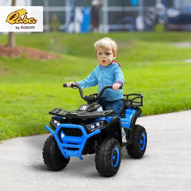 Alt view image 2 of 7 - Qaba 12V Kids ATV 4 Wheeler Quad 3.7Mph Ride on Car Aged 3-5 Years Blue | Battery Powered, 4 Suspension Wheels, Storage Basket, LED Lights, Music USB, Treaded Tires, Electric Car, Boys Girls