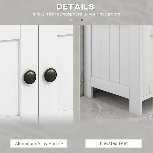 Alt view image 6 of 7 - kleankin Pedestal Sink Storage Cabinet, Bathroom Under Sink Cabinet with 2 Doors and Open Shelf, Bathroom Vanity, White