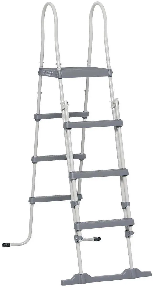Main image of 70" Above Ground Swimming Pool Ladder for 48" Wall Height Gray | A-Frame Deck Ladder, Top Platform, Non-slip Steps, Rounded Handrails