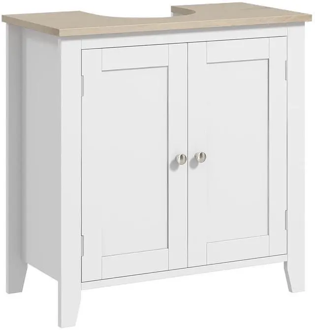 Main image of kleankin Pedestal Sink Storage Cabinet Under Sink Cabinet U-Shape White | Adjustable Internal Shelf