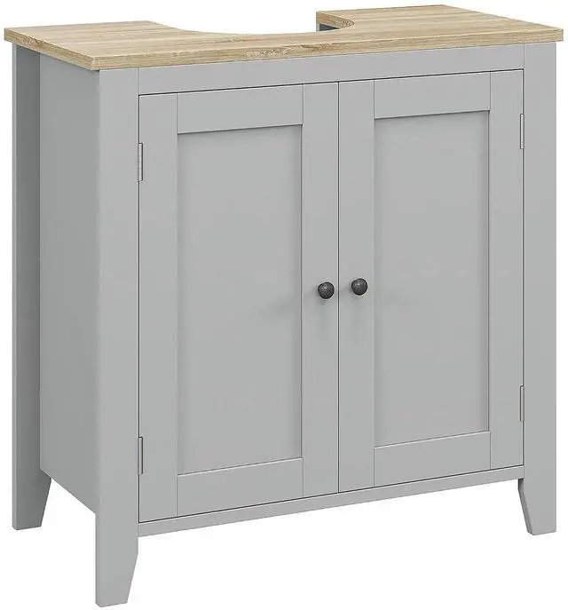 Main image of kleankin Pedestal Sink Storage Cabinet, Under Sink Cabinet with U-Shape and Adjustable Internal Shelf, Gray